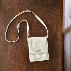 Compact Cream Crossbody Bag with Front Flap
